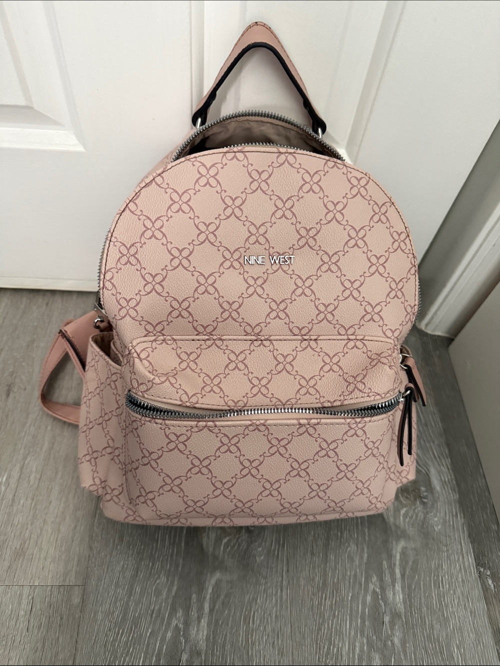 Nine West Blush Pink Monogram Mini Backpack